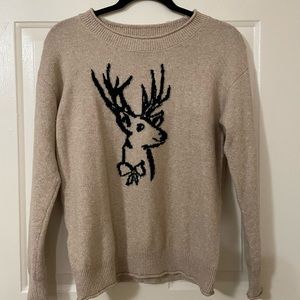 Tan Reindeer Graphic Sweater